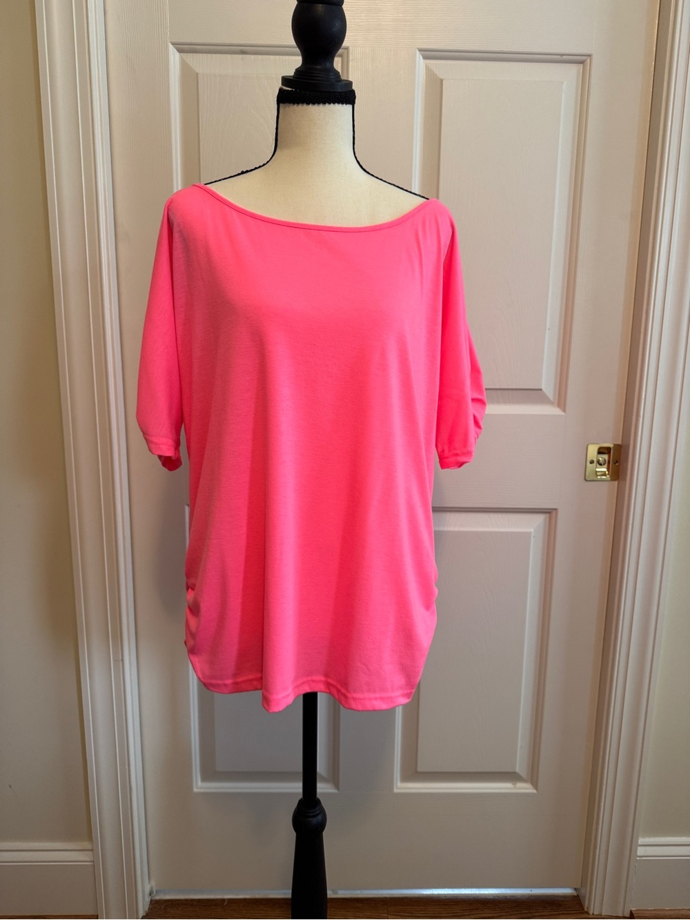 Women's Off-Shoulder Neon Pink Top